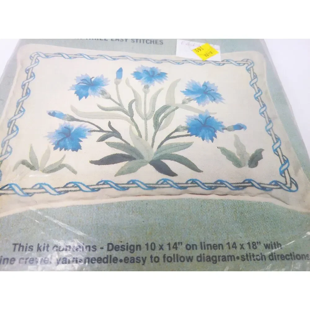 Vintage Elsa Williams Crewel Embroidery Floral Pillow Top New